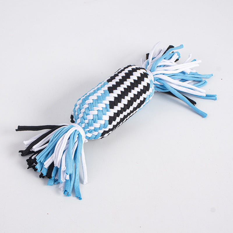 HKM-352979 Durable Cotton Rope Toy for Dogs - Bite-Resistant, Multi-Color Knotted Design