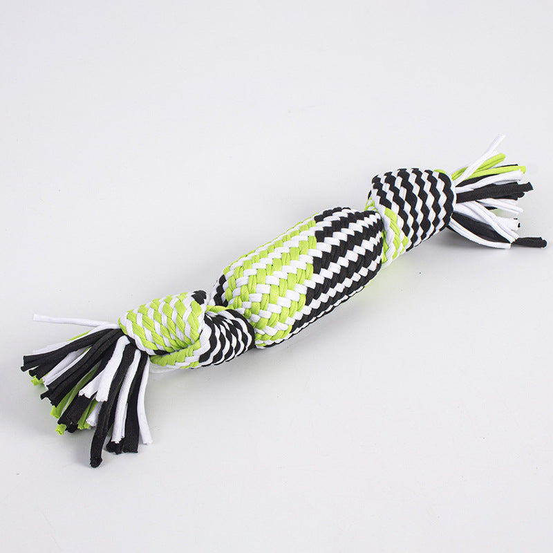 HKM-352979 Durable Cotton Rope Toy for Dogs - Bite-Resistant, Multi-Color Knotted Design