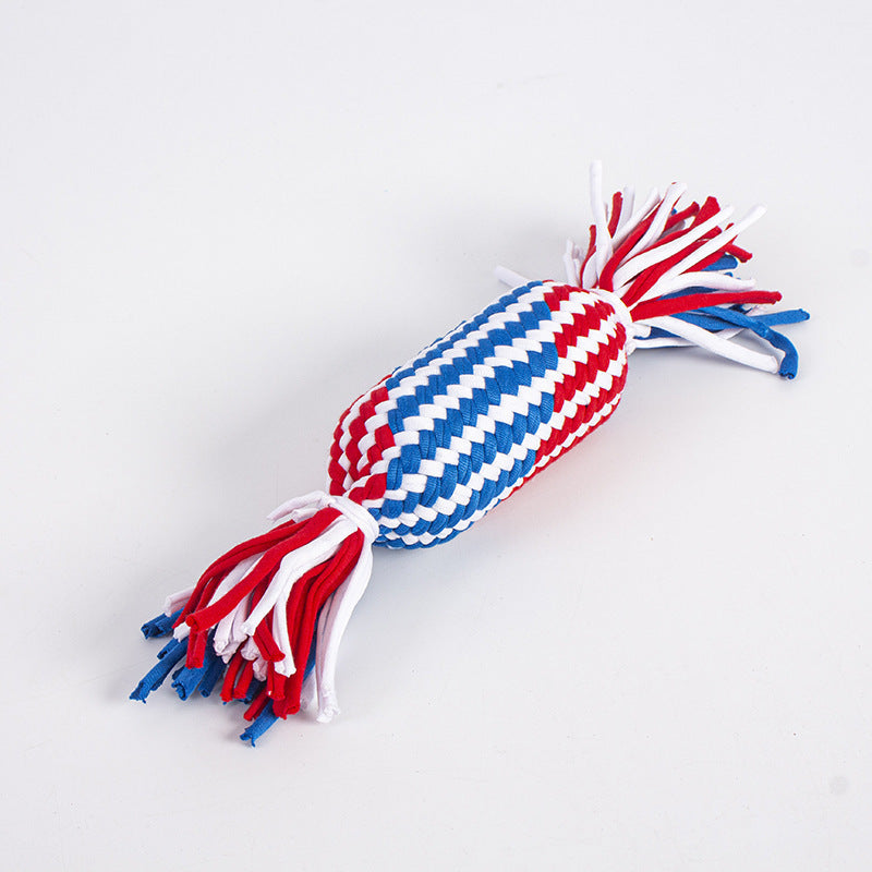 HKM-352979 Durable Cotton Rope Toy for Dogs - Bite-Resistant, Multi-Color Knotted Design