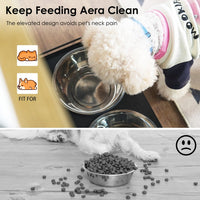 HKM-353107 Feeding Station With 1 Locker, Pet Feeding Station With 2 Overhead Dog Bowls, Side Hooks, Anti-Tipping Kit, Concealed Pet Feeding Station For Feeding And Drinking, Black