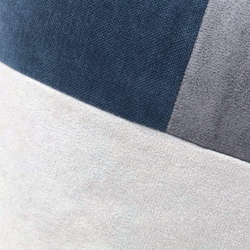 KTX-353171 Blue Grey Suede Patchwork Cushion Cover - Checker Pattern, Various Sizes Available