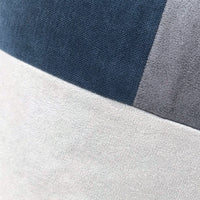 HKM-353171 Blue Grey Suede Patchwork Cushion Cover - Checker Pattern, Various Sizes Available