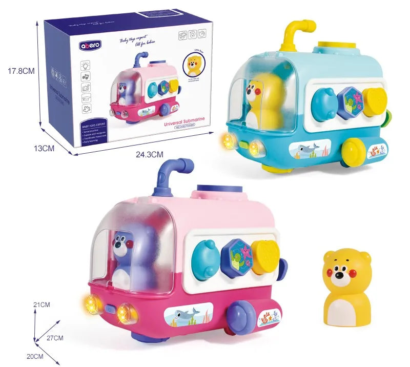 HKM-353299 Educational Shape Block Matching Toy for Infants and Toddlers, Musical Light-Up Activity, Ages 0-7 Years