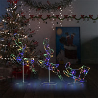 HKM-353299 LED Acrylic Christmas Reindeer and Sleigh Decoration with 8 Light Effects - 260x21x87 cm