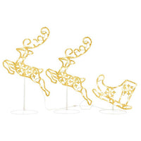 HKM-353299 LED Acrylic Christmas Reindeer and Sleigh Decoration with 8 Light Effects - 260x21x87 cm