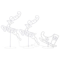 HKM-353299 LED Acrylic Christmas Reindeer and Sleigh Decoration with 8 Light Effects - 260x21x87 cm