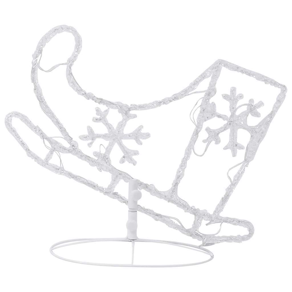 HKM-353299 LED Acrylic Christmas Reindeer and Sleigh Decoration with 8 Light Effects - 260x21x87 cm