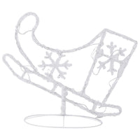 HKM-353299 LED Acrylic Christmas Reindeer and Sleigh Decoration with 8 Light Effects - 260x21x87 cm
