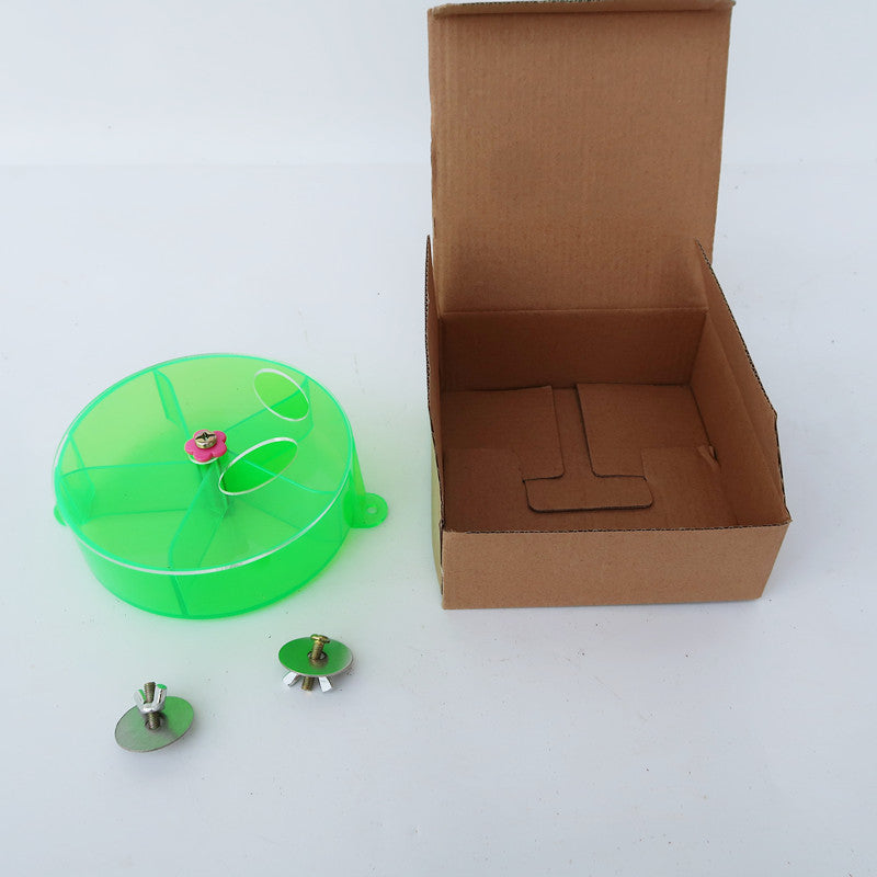 HKM-353427 Acrylic Foraging Wind Wheel Toy for Parrots - 25 cm, Green and Transparent