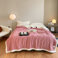 HKM-353491 Thermal Flannel Casual Blanket - 180x200cm in Tea Green, Fog Blue, Lemon Yellow, and More