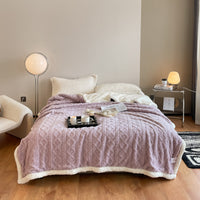 HKM-353491 Thermal Flannel Casual Blanket - 180x200cm in Tea Green, Fog Blue, Lemon Yellow, and More