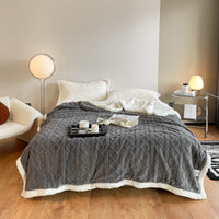 HKM-353491 Thermal Flannel Casual Blanket - 180x200cm in Tea Green, Fog Blue, Lemon Yellow, and More