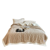 HKM-353491 Thermal Flannel Casual Blanket - 180x200cm in Tea Green, Fog Blue, Lemon Yellow, and More