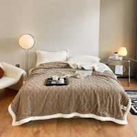 HKM-353491 Thermal Flannel Casual Blanket - 180x200cm in Tea Green, Fog Blue, Lemon Yellow, and More