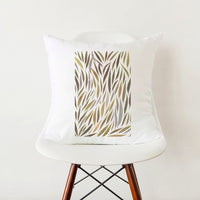 HKM-353555 Green Botanical Print White Pillowcase, 45cm x 45cm Polyester Cushion Cover with Zipper, Soft Touch for Home Decor