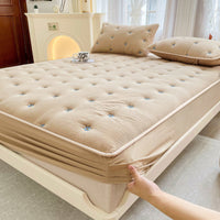 HKM-353811 Cotton Fitted Mattress Cover with Geometric Pattern in Various Sizes