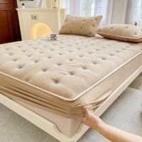 HKM-353811 Cotton Fitted Mattress Cover with Geometric Pattern in Various Sizes