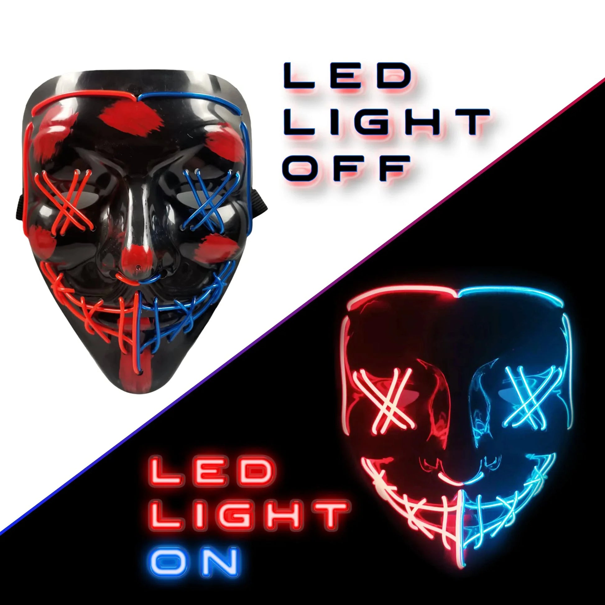 HKM-354067 Colorful LED Glow EL Wire Masks for Halloween Parties and Cosplay Events
