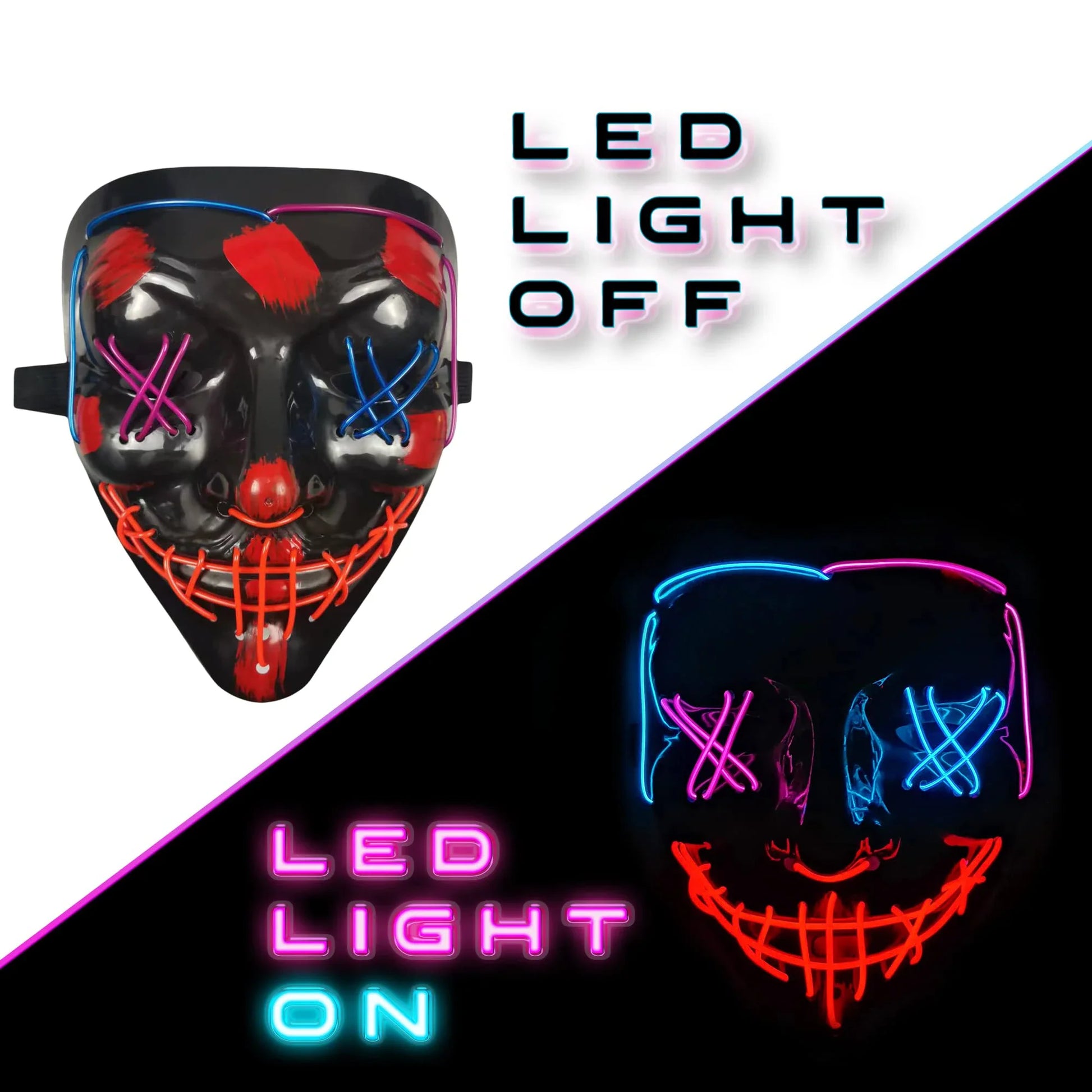 HKM-354067 Colorful LED Glow EL Wire Masks for Halloween Parties and Cosplay Events