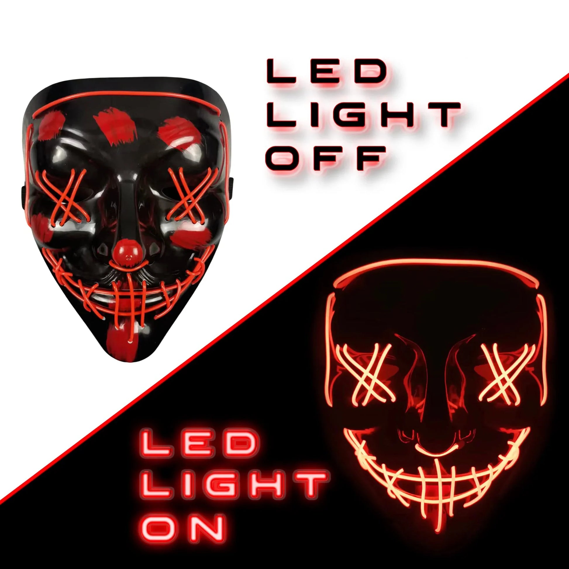 HKM-354067 Colorful LED Glow EL Wire Masks for Halloween Parties and Cosplay Events