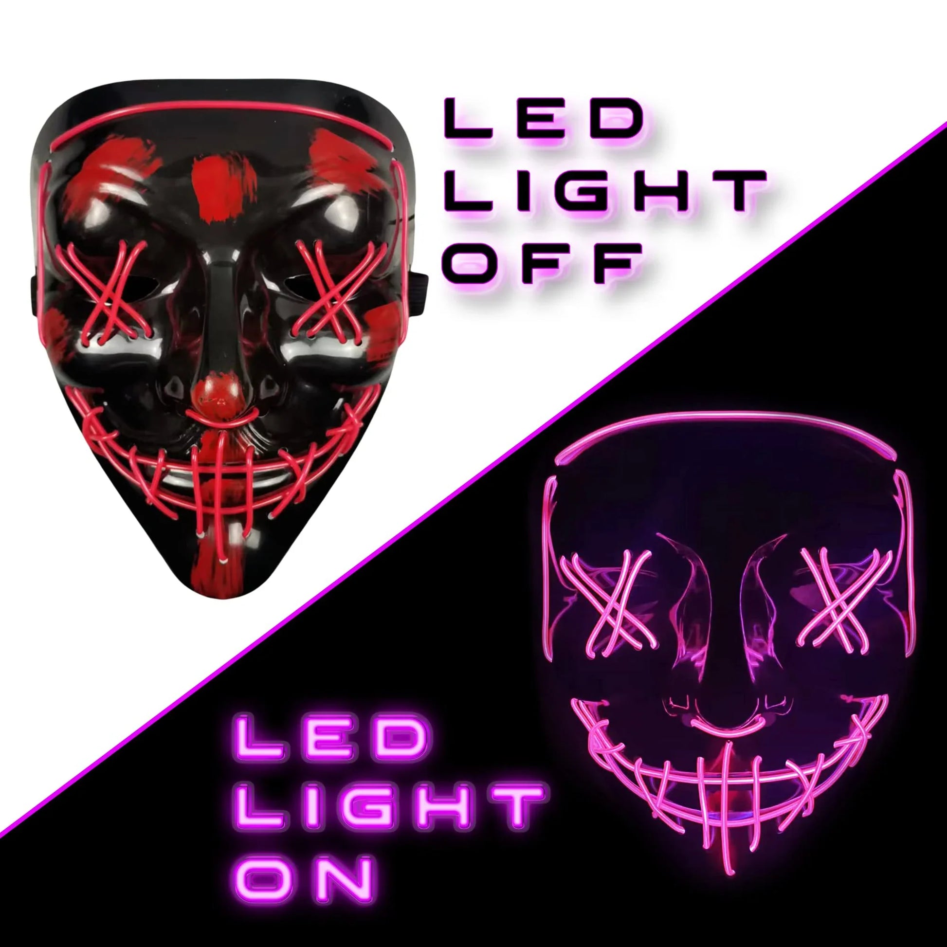 HKM-354067 Colorful LED Glow EL Wire Masks for Halloween Parties and Cosplay Events