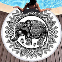 HKM-354067 Colorful Tie-Dye Microfiber Round Beach Towel - 150x150cm, Ultra-Soft Superfine Fiber, Lightweight Design