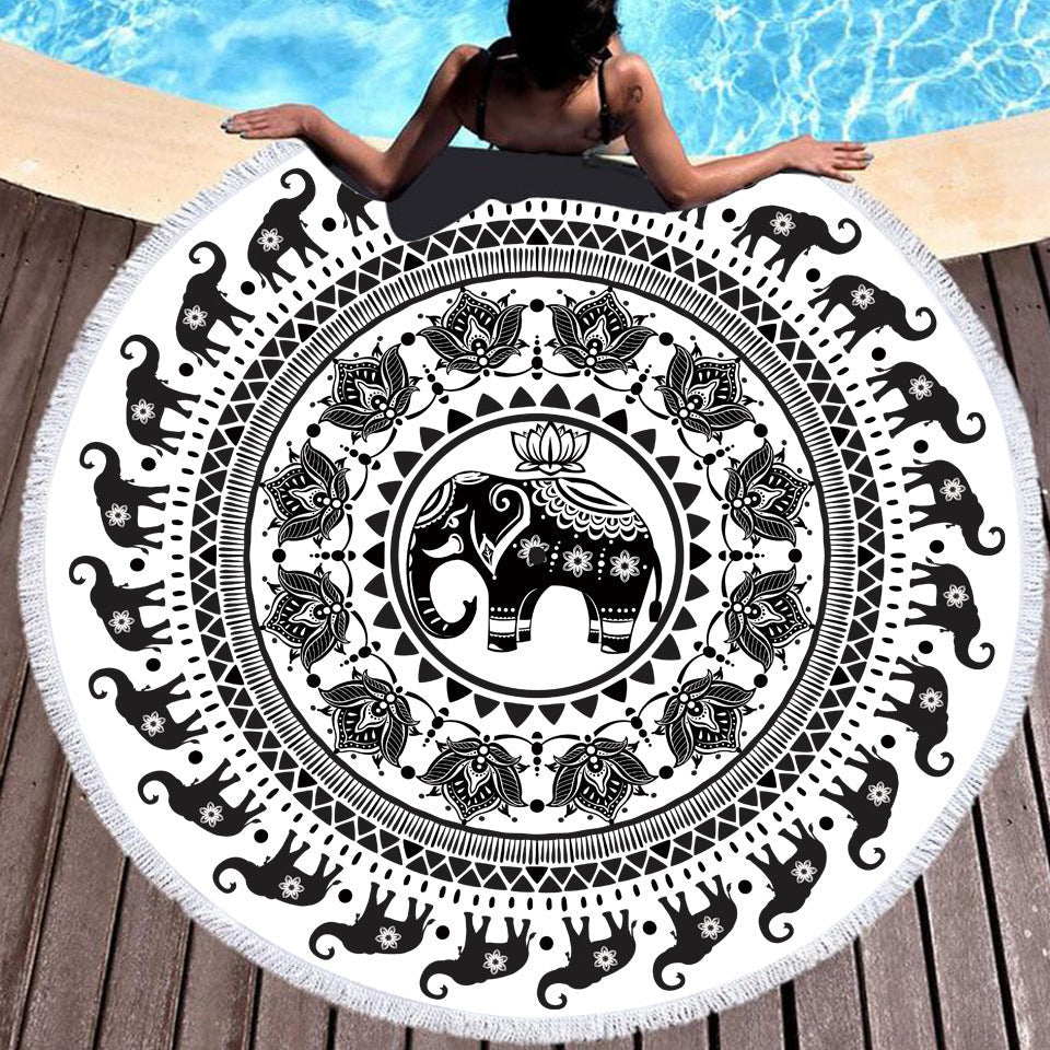 HKM-354067 Colorful Tie-Dye Microfiber Round Beach Towel - 150x150cm, Ultra-Soft Superfine Fiber, Lightweight Design
