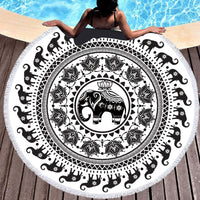 HKM-354067 Colorful Tie-Dye Microfiber Round Beach Towel - 150x150cm, Ultra-Soft Superfine Fiber, Lightweight Design