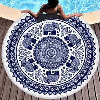 HKM-354067 Colorful Tie-Dye Microfiber Round Beach Towel - 150x150cm, Ultra-Soft Superfine Fiber, Lightweight Design