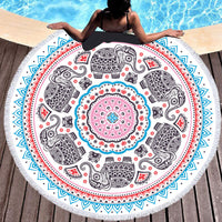 HKM-354067 Colorful Tie-Dye Microfiber Round Beach Towel - 150x150cm, Ultra-Soft Superfine Fiber, Lightweight Design