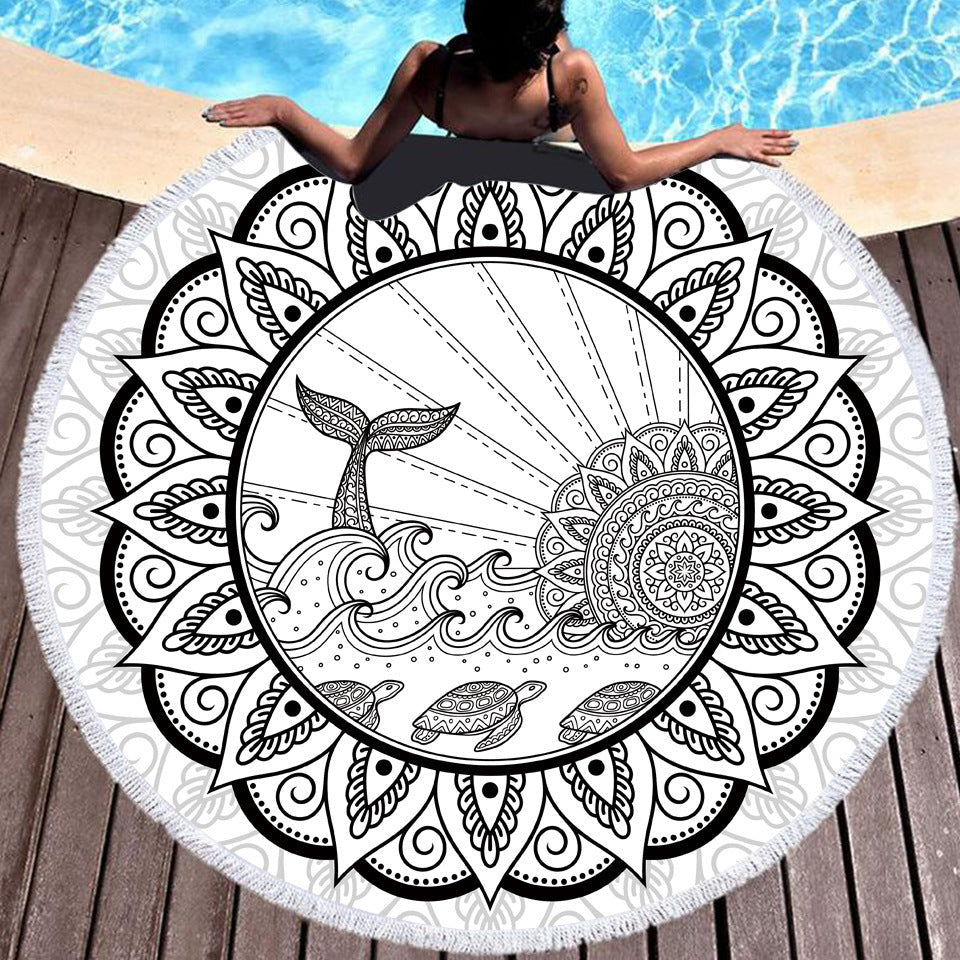 HKM-354067 Colorful Tie-Dye Microfiber Round Beach Towel - 150x150cm, Ultra-Soft Superfine Fiber, Lightweight Design