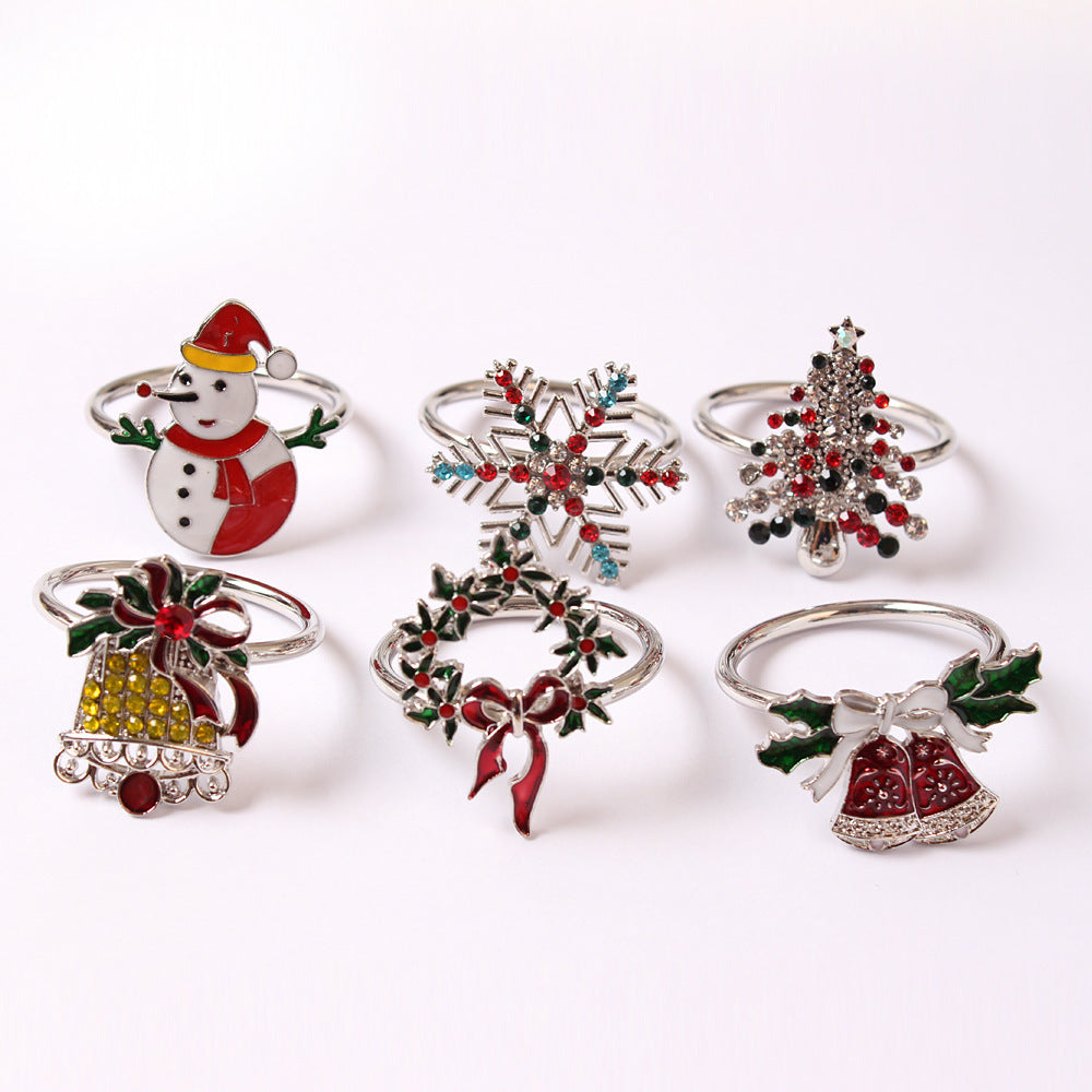HKM-354259 Elegant Red Snowflake Napkin Ring Decorative Accent for Holiday Dining
