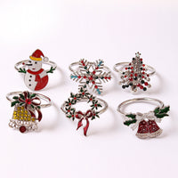 HKM-354259 Elegant Red Snowflake Napkin Ring Decorative Accent for Holiday Dining