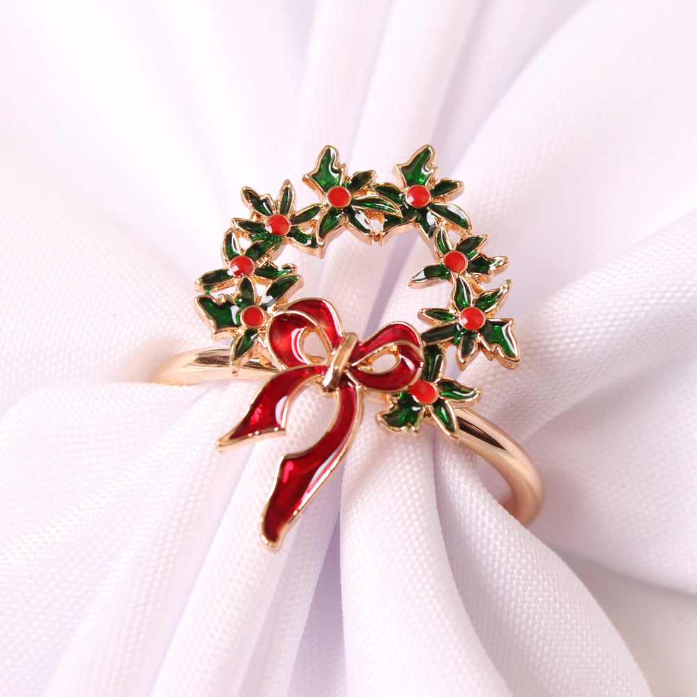 HKM-354259 Elegant Red Snowflake Napkin Ring Decorative Accent for Holiday Dining