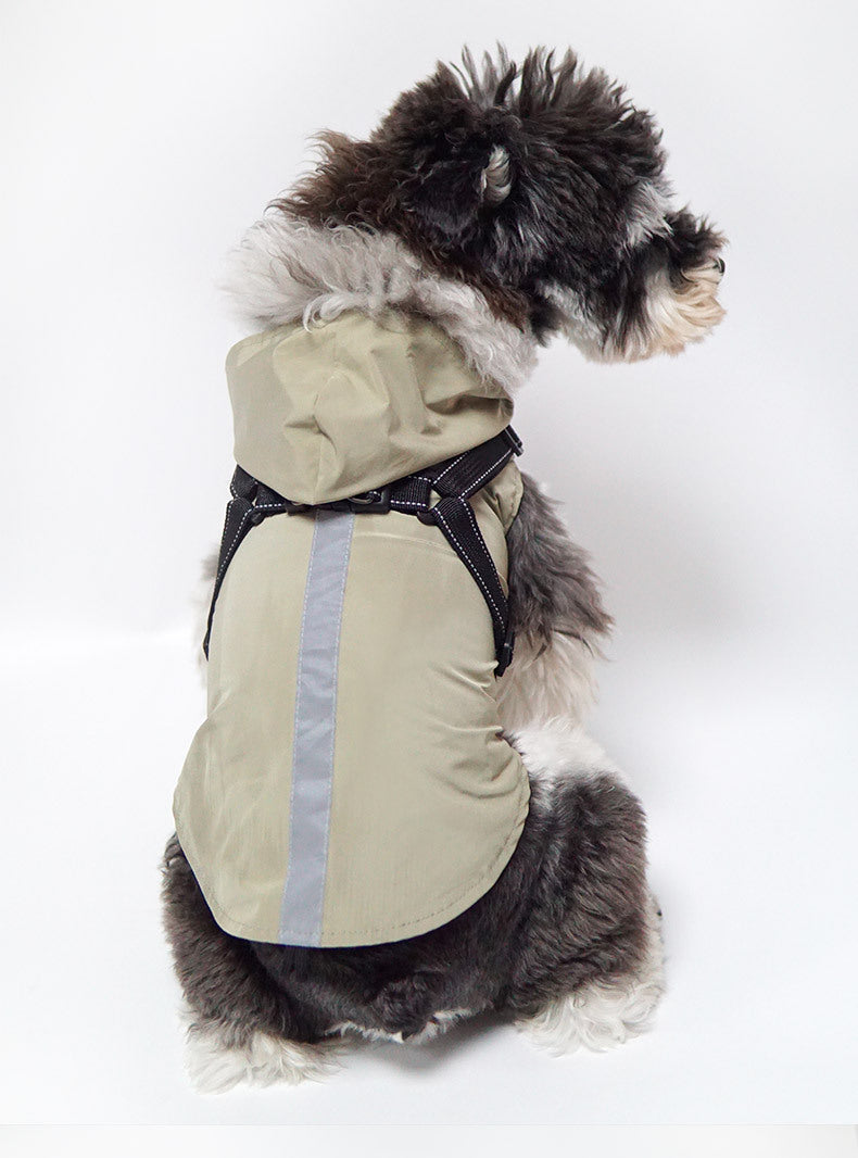 HKM-354259 Reflective Pet Raincoat Poncho for Large Dogs - Casual Polyester Suits in Gray, Green, and Rose Red