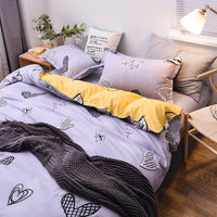 HKM-354323 Four-Piece Dormitory Bedding Set - Soft Polyester Quilt Cover, Sheet, and Pillowcases in Various Styles