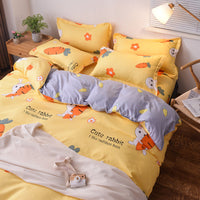 HKM-354323 Four-Piece Dormitory Bedding Set - Soft Polyester Quilt Cover, Sheet, and Pillowcases in Various Styles