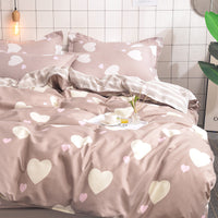 HKM-354323 Four-Piece Dormitory Bedding Set - Soft Polyester Quilt Cover, Sheet, and Pillowcases in Various Styles