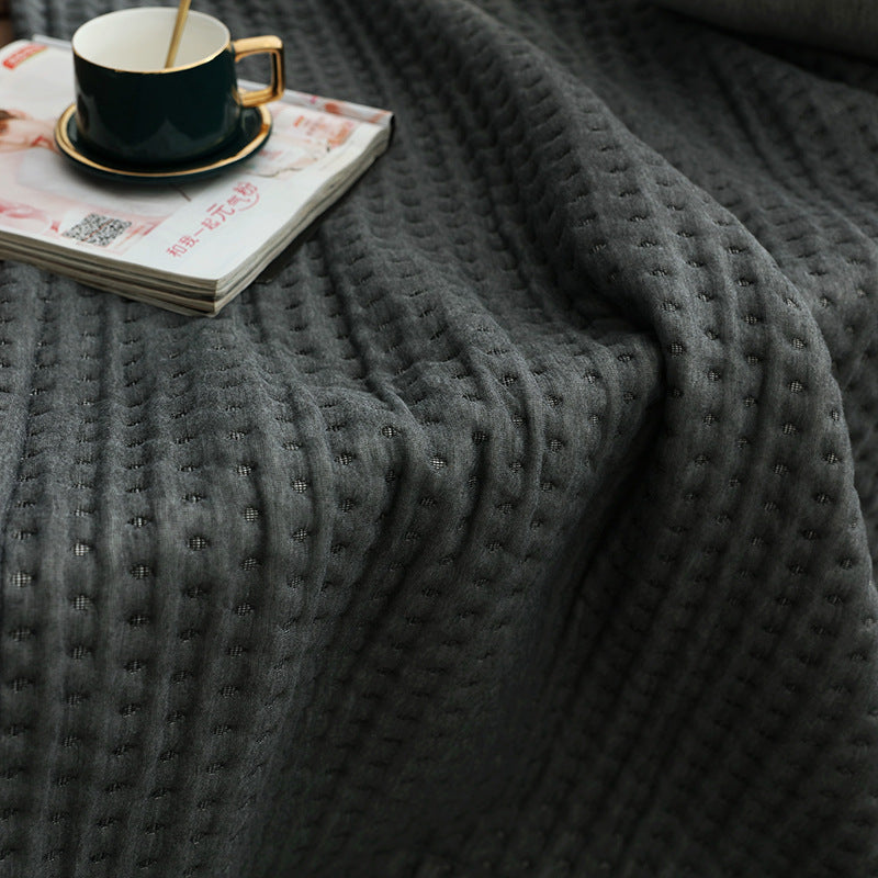 HKM-354323 Nordic Style Solid Color Cotton Fabric Pillow Cover for Sofa and Bed - Circle Pattern in Silver Gray and Space Gray