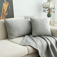 HKM-354323 Nordic Style Solid Color Cotton Fabric Pillow Cover for Sofa and Bed - Circle Pattern in Silver Gray and Space Gray