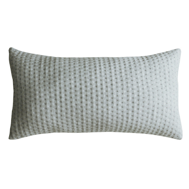 HKM-354323 Nordic Style Solid Color Cotton Fabric Pillow Cover for Sofa and Bed - Circle Pattern in Silver Gray and Space Gray