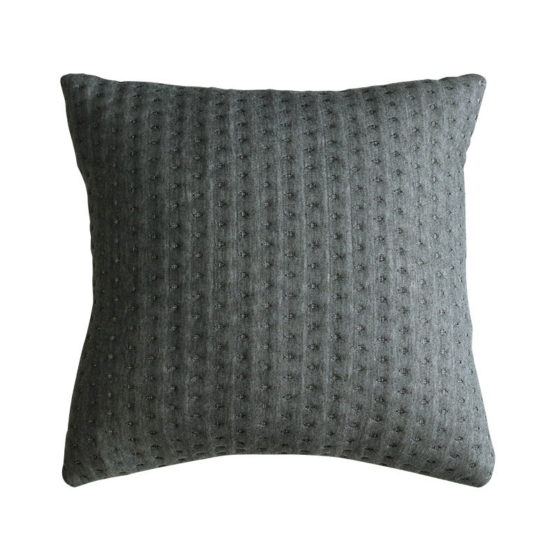 HKM-354323 Nordic Style Solid Color Cotton Fabric Pillow Cover for Sofa and Bed - Circle Pattern in Silver Gray and Space Gray