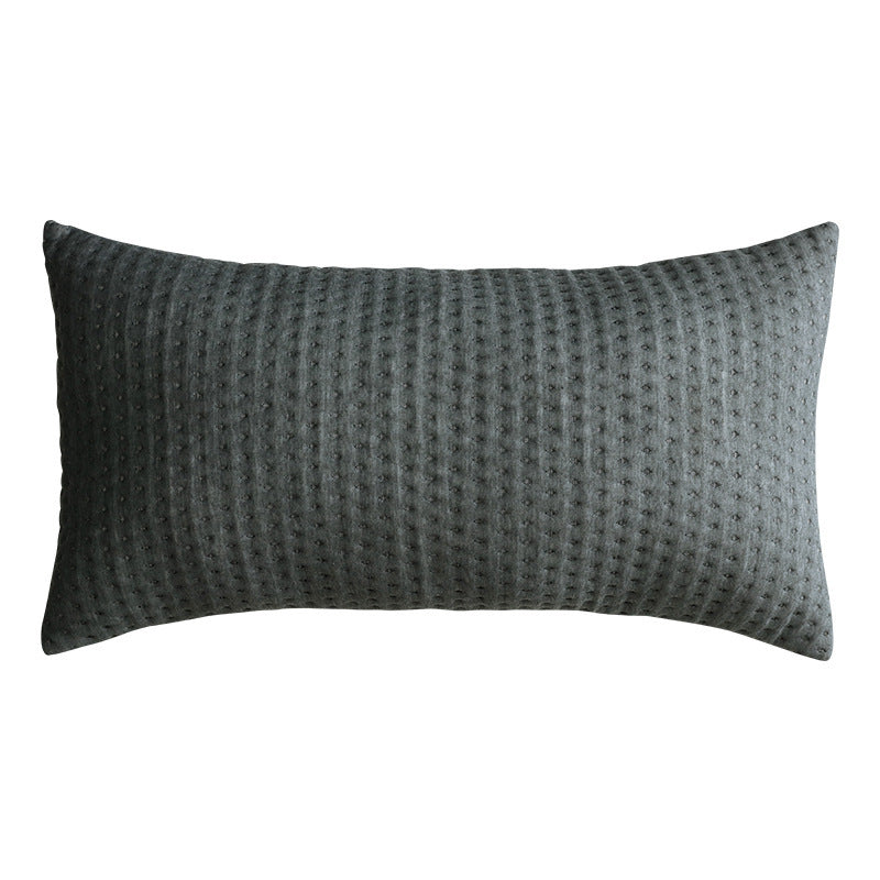 HKM-354323 Nordic Style Solid Color Cotton Fabric Pillow Cover for Sofa and Bed - Circle Pattern in Silver Gray and Space Gray