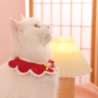 HKM-354515 Cozy Cotton Braided Collar for Cats - Stylish Geometry Pattern Scarf in Various Sizes