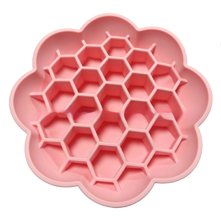 HKM-354515 Non-Slip Eco-Friendly Silicone Slow Feed Dog Bowl in Soft Peach, Olive Green, Egg Yolk, Red, Pink