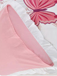 HKM-354643 Children's Princess Cartoon Wind Bedding Set - Cotton Quilt with Pillowcases in Pink & White