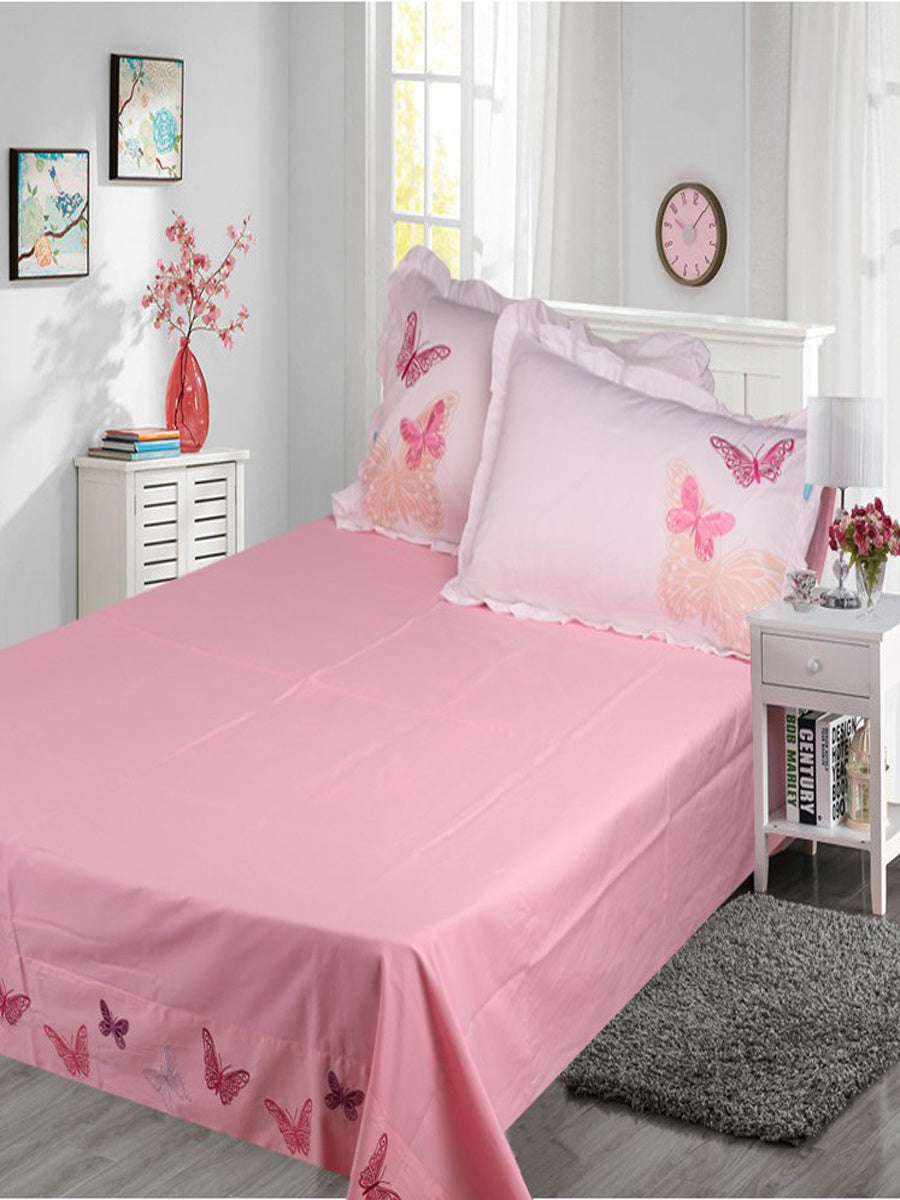 HKM-354643 Children's Princess Cartoon Wind Bedding Set - Cotton Quilt with Pillowcases in Pink & White