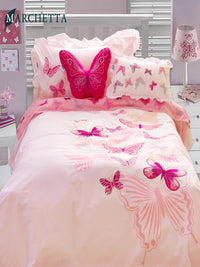 HKM-354643 Children's Princess Cartoon Wind Bedding Set - Cotton Quilt with Pillowcases in Pink & White