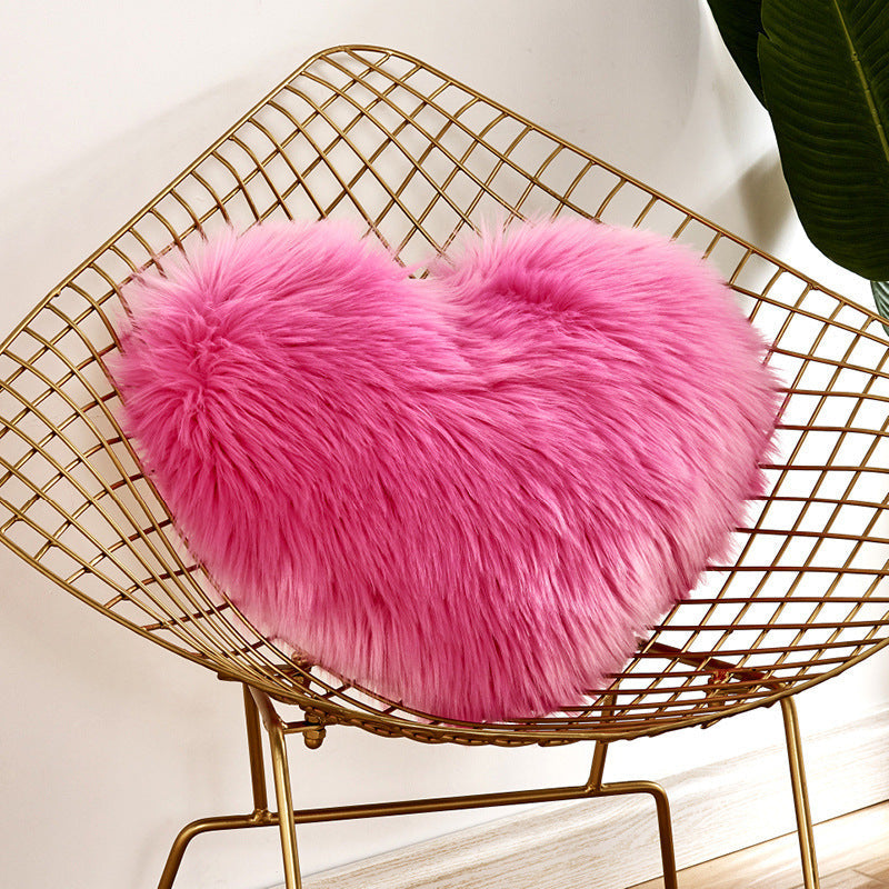 HKM-354771 Heart-Shaped Plush Cushion Pillow Cover in Multiple Colors