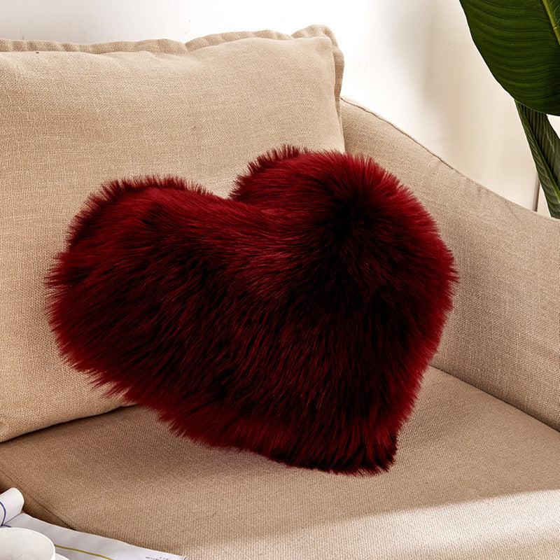 HKM-354771 Heart-Shaped Plush Cushion Pillow Cover in Multiple Colors